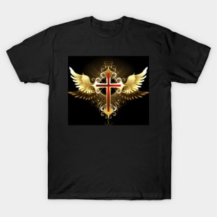 Cross with Golden Wings T-Shirt